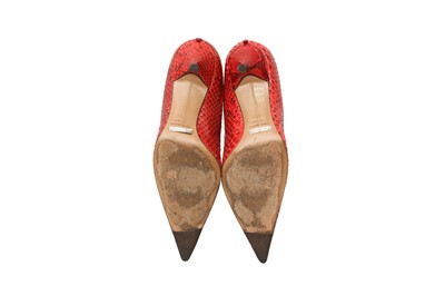 Lot 22 - λ Dolce & Gabbana Red Python Heeled Pump