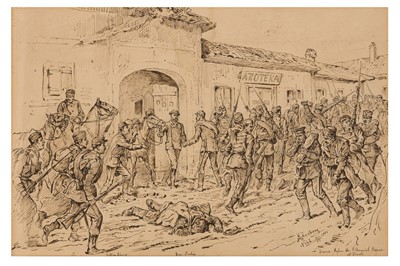 Lot 244 - Schönberg (Johann Nepomuk) Scene before the chemist’s shop at Pirot, 1885 Serbo-Bulgarian War