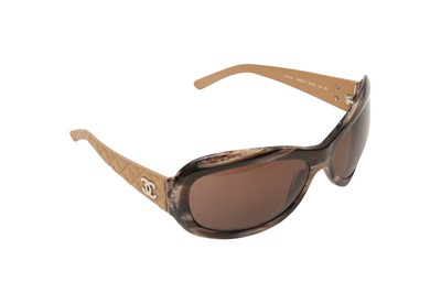 Lot 223 - Chanel Brown CC Quilted Sheild Sunglasses