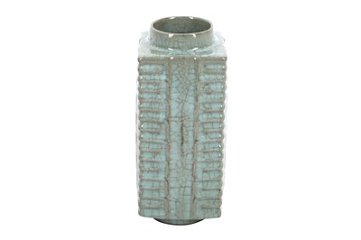 Lot 290 - A CHINESE CELADON-GLAZED CONG VASE, 20TH CENTURY