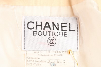 Lot 342 - Chanel Cream Wool Collarless Coat Dress - Size 36