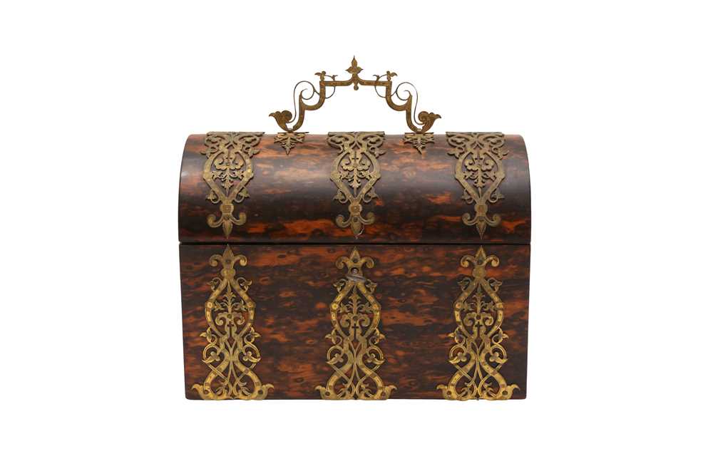 Lot 317 - A 19TH CENTURY MACASCAR VENEERED TEA CADDY