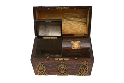 Lot 317 - A 19TH CENTURY MACASCAR VENEERED TEA CADDY