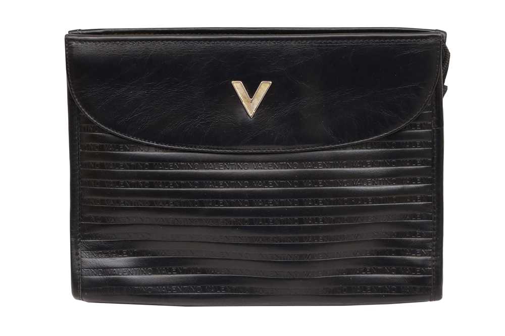 Lot 84 - A VALENTINO BLACK LEATHER CLUTCH