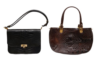 Lot 120 - A PAIR OF CROCODILE SHOULDER BAGS, 20TH CENTURY