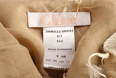 Lot 347 - Chloe Cream Silk Embellished Slip Dress - Size 38