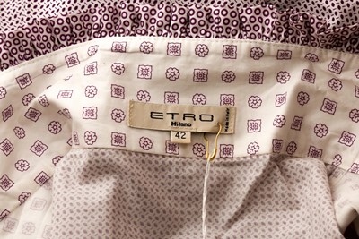 Lot 101 - Etro Purple Print Poplin Shirt - Size 42