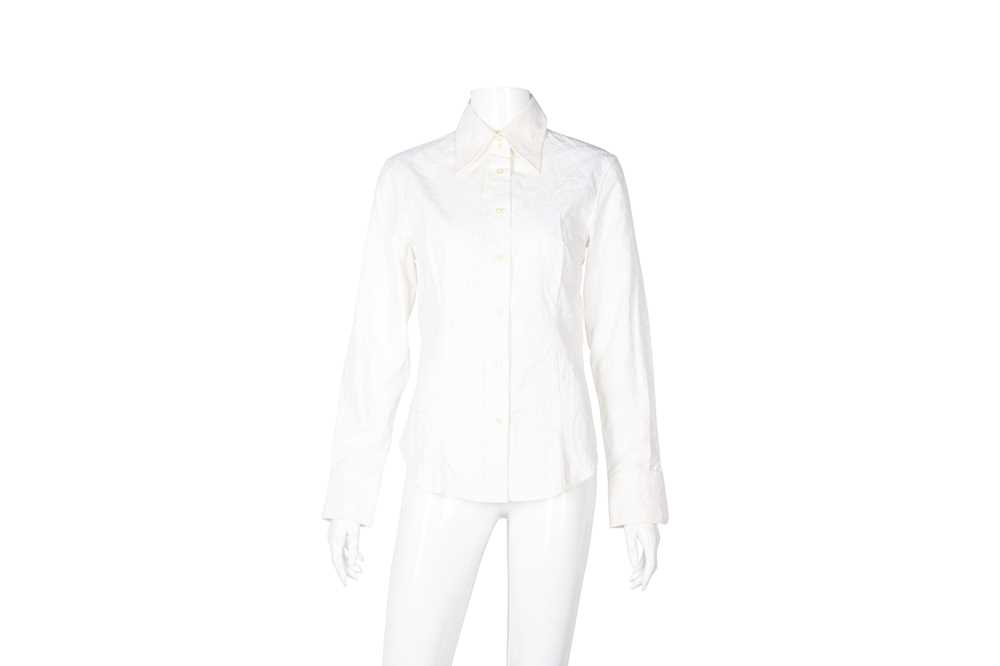 Lot 492 - Etro White Poplin Embroidered Shirt - Size 42