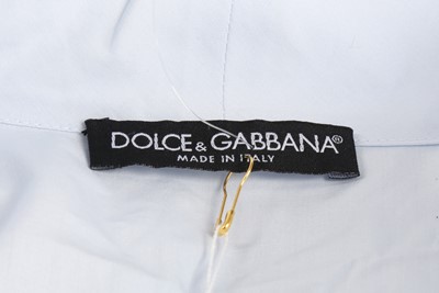 Lot 130 - Dolce & Gabbana Blue Poplin Tie Front Blouse - Size 40