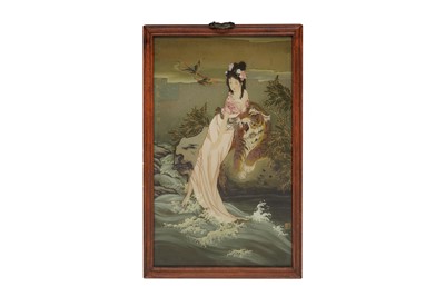 Lot 328 - A CHINESE REVERSE GLASS PAINTING