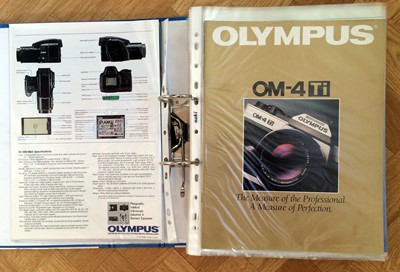 Lot 462 - Approx 40 Olympus OM Camera Brochures & a 1979 Olympus Sales Information File.