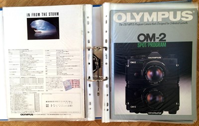 Lot 462 - Approx 40 Olympus OM Camera Brochures & a 1979 Olympus Sales Information File.