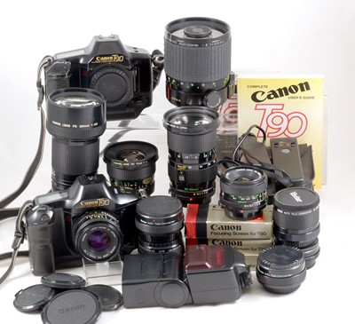 Lot 186 - An Extensive Canon T90 Outfit.