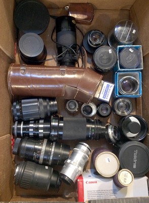 Lot 470 - Box of Various Mirror, Enlarging & Other Camera Lenses