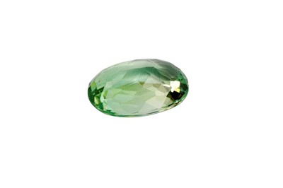Lot 40 - A NATURAL GREEN OVAL FACETED TOURMALINE