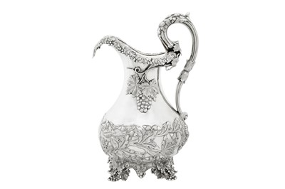 Lot 93 - A mid-19th century Indian colonial silver wine jug or ewer, Calcutta circa 1850 by Lattey Brothers and Co (active 1843-55)