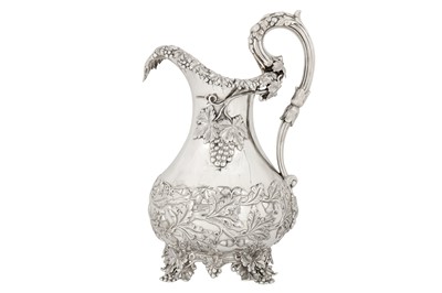 Lot 93 - A mid-19th century Indian colonial silver wine jug or ewer, Calcutta circa 1850 by Lattey Brothers and Co (active 1843-55)