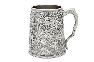 Lot 160 - A fine mid-19th century Chinese Export silver mug, Canton circa 1850 mark of Cutshing