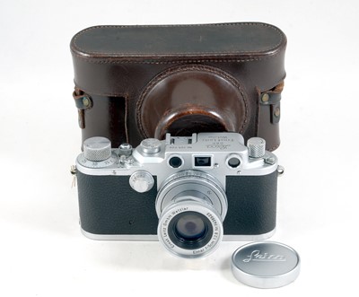 Lot 379 - Chrome 1940 Leica IIIc with Elmar 5cm f2.8 Lens