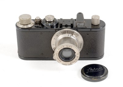 Lot 382 - Early Black Leica Standard with Elmar 50mm f3.5 Lens.