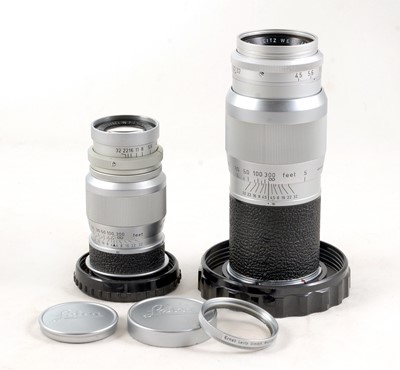 Lot 435 - Leica 135mm Hektor & 90mm Elmar Screw Mount Lenses.