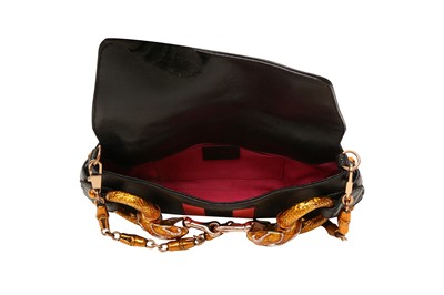 Lot 450 - λ Gucci Black Jewelled Snake Horsebit Flap Bag