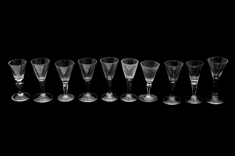 Lot 190 - A GROUP OF TEN 18TH CENTURY WINE GLASSES