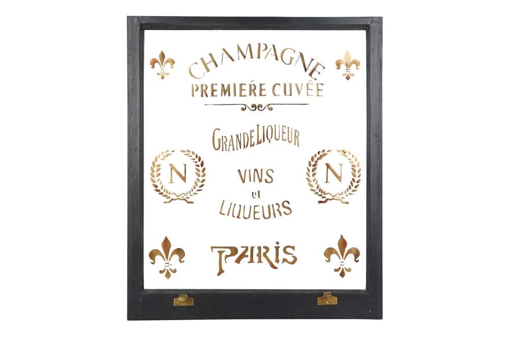 French Window Label Lot 492 - A FRENCH SASH ADVERTISING WINDOW