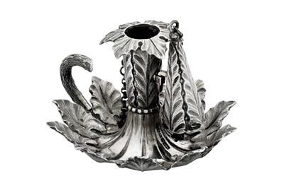 Lot 65 - A Victorian sterling silver ‘naturalistic’ taper chamberstick, Birmingham 1851 by Yapp and Woodward
