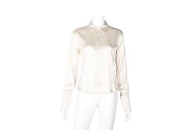 Lot 335 - Ralph Lauren Ivory Stretch Silk Shirt - Size US 6