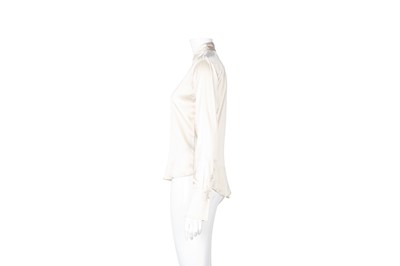 Lot 28 - Ralph Lauren Ivory Stretch Silk Shirt - Size US 6