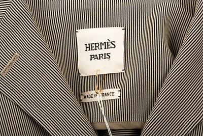 Lot 479 - Hermes Beige Stripe Blazer - Size 36