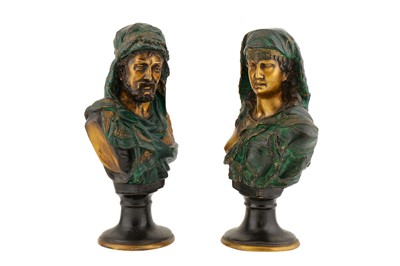Lot 280 - TWO SIGNED ORIENTALIST COLD-PAINTED BRONZE BUSTS