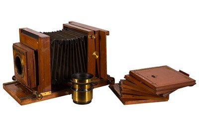 Lot 17 - A Whole Plate Mahogany & Brass Studio Camera with Taylor Hobson Cooke Portrait Lens