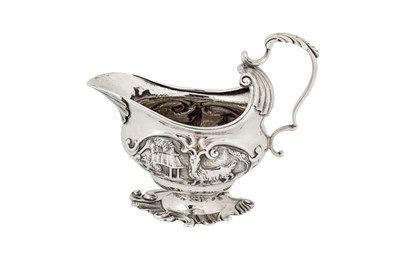 Lot 456 - A George II sterling silver cream jug, London 1749 by Henry Hayens (reg. 13th Oct 1749)