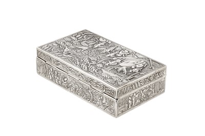 Lot 141 - An early 20th century Thai silver cigarette box, probably Bangkok circa 1910 by Xun, retailed by Wen Bao