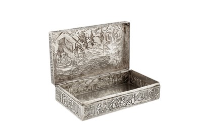 Lot 141 - An early 20th century Thai silver cigarette box, probably Bangkok circa 1910 by Xun, retailed by Wen Bao