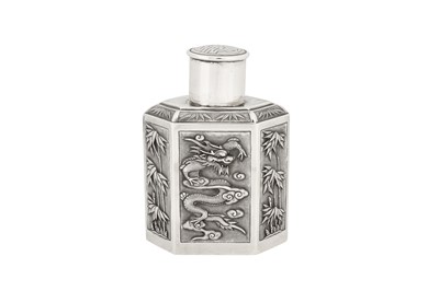 Lot 154 - An early 20th century Chinese unmarked silver tea caddy, Shanghai circa 1920