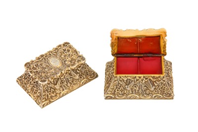 Lot 66 - Rothschild - A pair of Edwardian sterling silver gilt cast stamp double boxes, London 1901 by J Batson and Son
