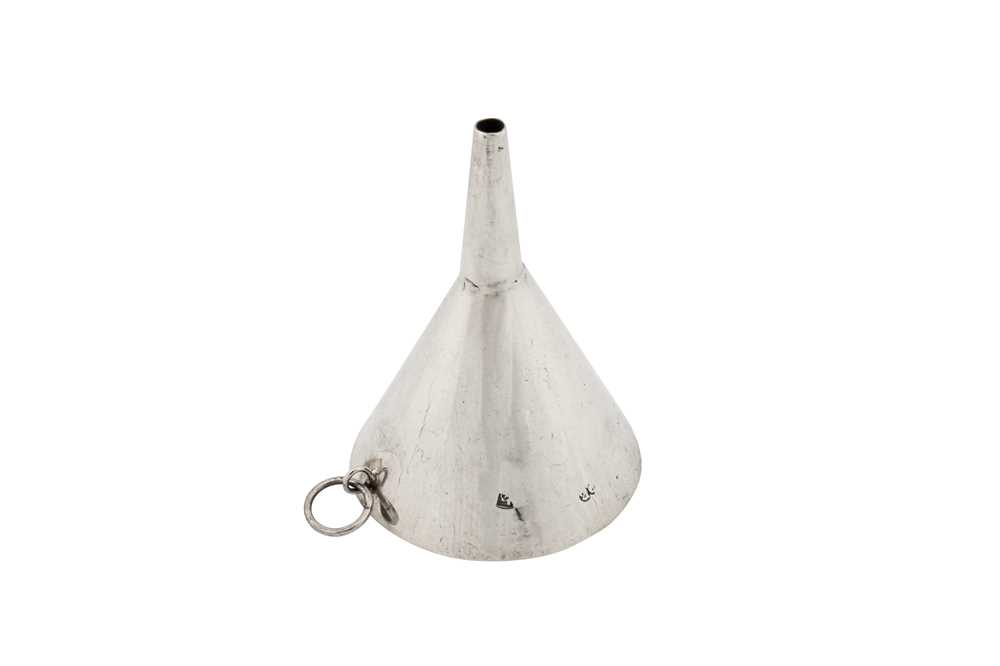 Lot 469 - A George I sterling silver perfume or spirit funnel, London circa 1720 by David Clayton (this mark reg. 6th July 1720)