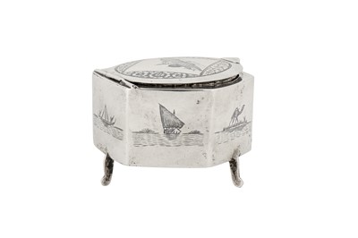 Lot 176 - A mid-20th century Iraqi silver and niello dressing table box, Omara or Basra circa 1950