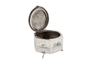 Lot 176 - A mid-20th century Iraqi silver and niello dressing table box, Omara or Basra circa 1950