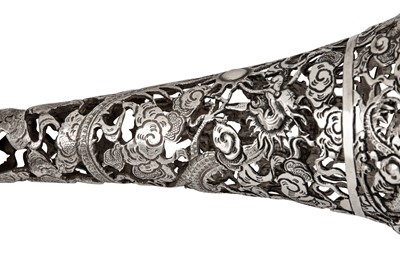 Lot 162 - A rare late 19th / early 20th century Chinese Export silver epergne centrepiece, Canton circa 1900 by by Qiu Ji, retailed by Wang Hing