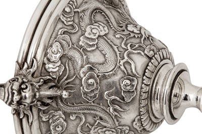 Lot 162 - A rare late 19th / early 20th century Chinese Export silver epergne centrepiece, Canton circa 1900 by by Qiu Ji, retailed by Wang Hing