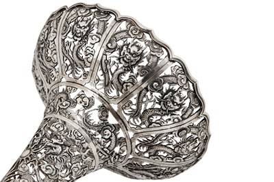 Lot 162 - A rare late 19th / early 20th century Chinese Export silver epergne centrepiece, Canton circa 1900 by by Qiu Ji, retailed by Wang Hing