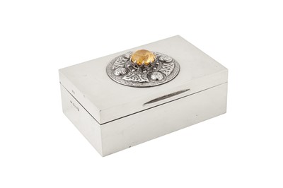 Lot 4 - An Elizabeth II sterling silver quartz set cigarette box, London 1953 by Padgett and Braham Ltd