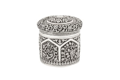 Lot 109 - A rare early 20th century Anglo – Indian silver tea caddy, Karachi circa 1920 by J. Manikrai