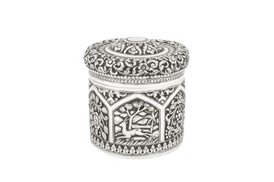 Lot 109 - A rare early 20th century Anglo – Indian silver tea caddy, Karachi circa 1920 by J. Manikrai