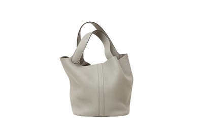 Lot 108 - Hermes Gris Mouette Clemence Picotin Lock 22