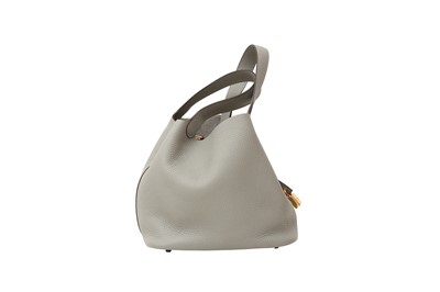 Lot 108 - Hermes Gris Mouette Clemence Picotin Lock 22